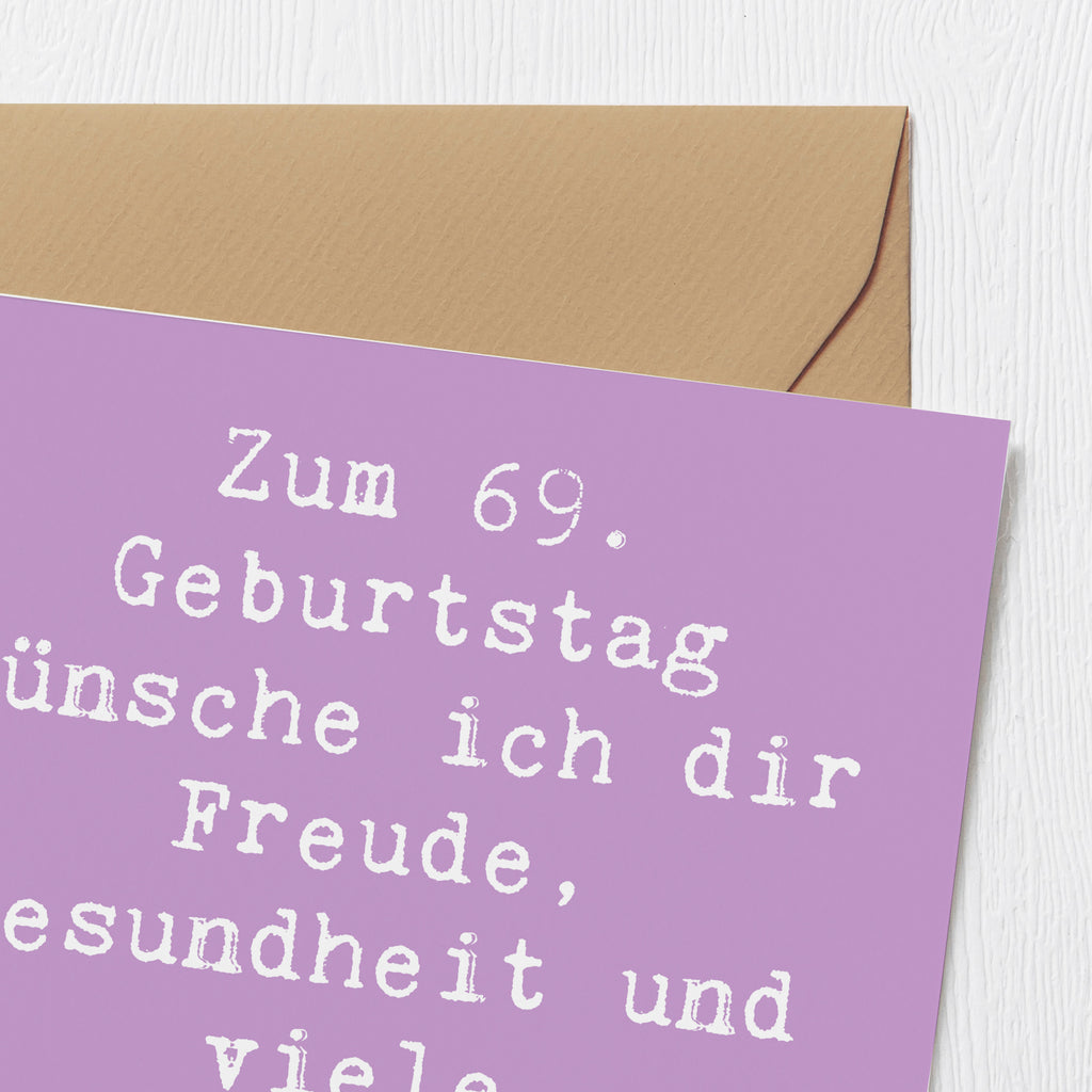 Deluxe Karte Spruch 69. Geburtstag Freude und Gesundheit Karte, Grußkarte, Klappkarte, Einladungskarte, Glückwunschkarte, Hochzeitskarte, Geburtstagskarte, Hochwertige Grußkarte, Hochwertige Klappkarte, Geburtstag, Geburtstagsgeschenk, Geschenk