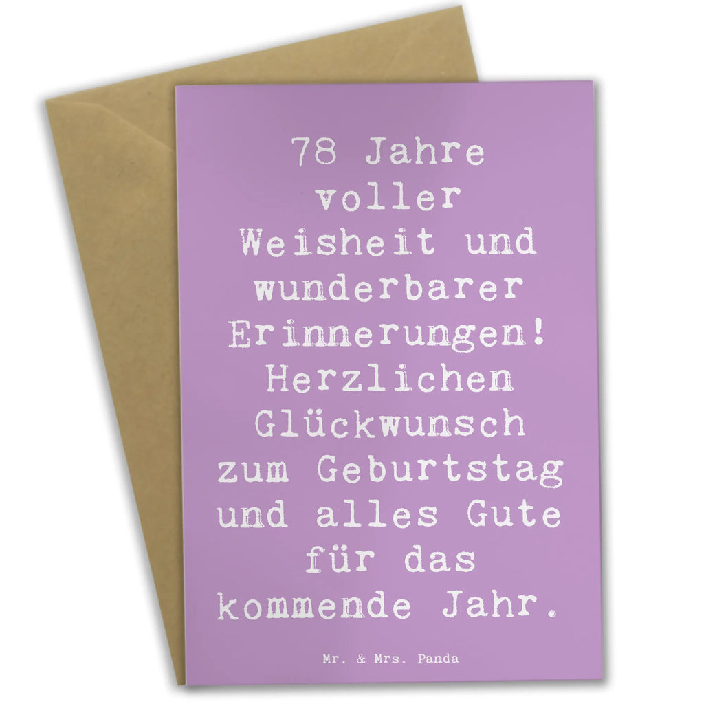 Grußkarte Spruch 78. Geburtstag Weisheit Grußkarte, Klappkarte, Einladungskarte, Glückwunschkarte, Hochzeitskarte, Geburtstagskarte, Karte, Ansichtskarten, Geburtstag, Geburtstagsgeschenk, Geschenk