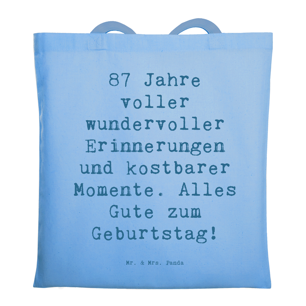 Tragetasche Spruch 87. Geburtstag Freude Beuteltasche, Beutel, Einkaufstasche, Jutebeutel, Stoffbeutel, Tasche, Shopper, Umhängetasche, Strandtasche, Schultertasche, Stofftasche, Tragetasche, Badetasche, Jutetasche, Einkaufstüte, Laptoptasche, Geburtstag, Geburtstagsgeschenk, Geschenk