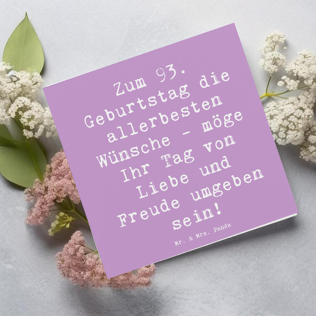 Deluxe Karte Spruch 93. Geburtstag Wünsche Karte, Grußkarte, Klappkarte, Einladungskarte, Glückwunschkarte, Hochzeitskarte, Geburtstagskarte, Hochwertige Grußkarte, Hochwertige Klappkarte, Geburtstag, Geburtstagsgeschenk, Geschenk