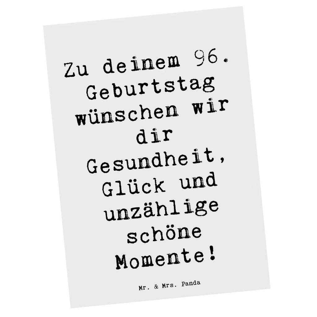 Postkarte Spruch 96. Geburtstag Postkarte, Karte, Geschenkkarte, Grußkarte, Einladung, Ansichtskarte, Geburtstagskarte, Einladungskarte, Dankeskarte, Ansichtskarten, Einladung Geburtstag, Einladungskarten Geburtstag, Geburtstag, Geburtstagsgeschenk, Geschenk