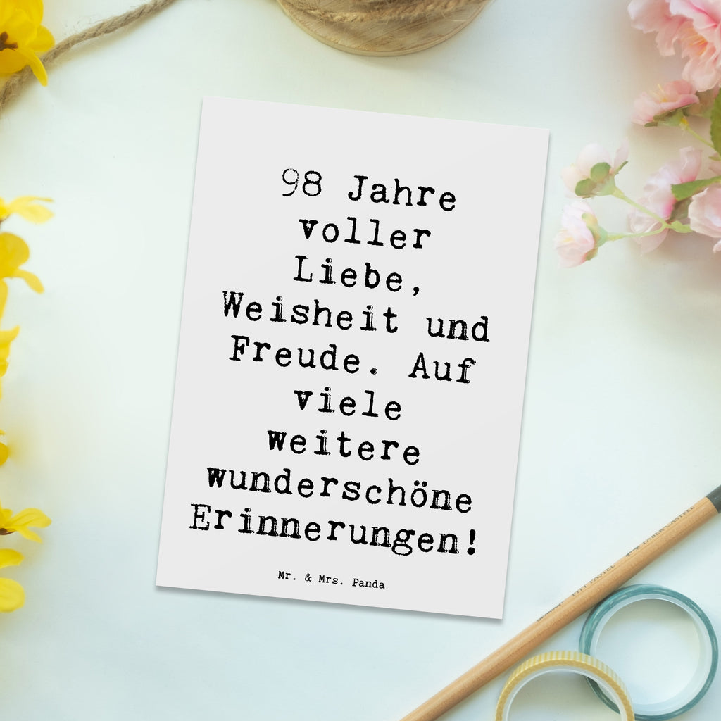 Postkarte Spruch 98. Geburtstag Freude Postkarte, Karte, Geschenkkarte, Grußkarte, Einladung, Ansichtskarte, Geburtstagskarte, Einladungskarte, Dankeskarte, Ansichtskarten, Einladung Geburtstag, Einladungskarten Geburtstag, Geburtstag, Geburtstagsgeschenk, Geschenk