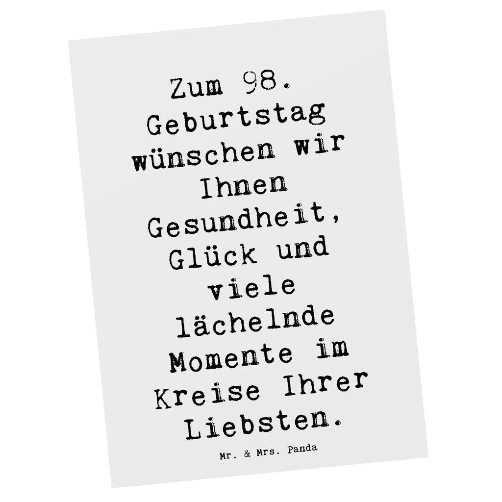 Postkarte Spruch 98. Geburtstag Postkarte, Karte, Geschenkkarte, Grußkarte, Einladung, Ansichtskarte, Geburtstagskarte, Einladungskarte, Dankeskarte, Ansichtskarten, Einladung Geburtstag, Einladungskarten Geburtstag, Geburtstag, Geburtstagsgeschenk, Geschenk