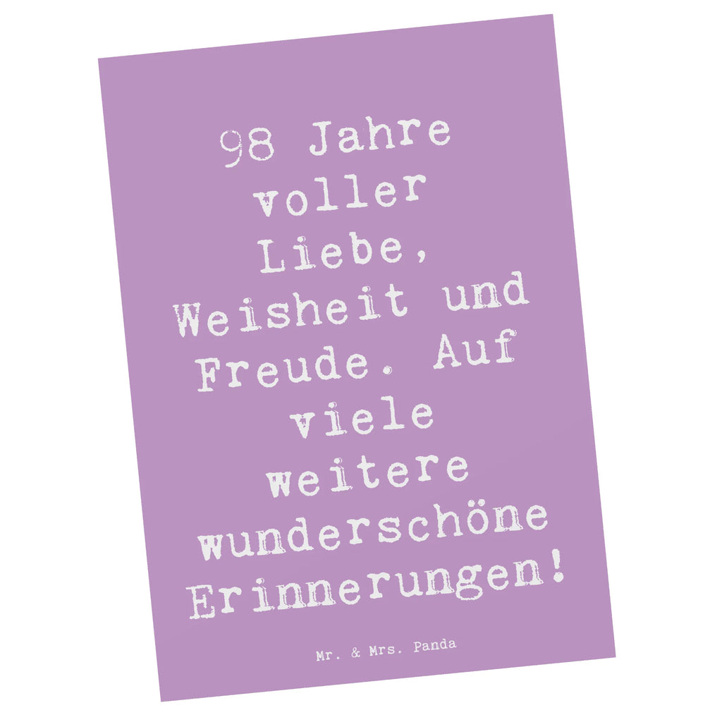 Postkarte Spruch 98. Geburtstag Freude Postkarte, Karte, Geschenkkarte, Grußkarte, Einladung, Ansichtskarte, Geburtstagskarte, Einladungskarte, Dankeskarte, Ansichtskarten, Einladung Geburtstag, Einladungskarten Geburtstag, Geburtstag, Geburtstagsgeschenk, Geschenk