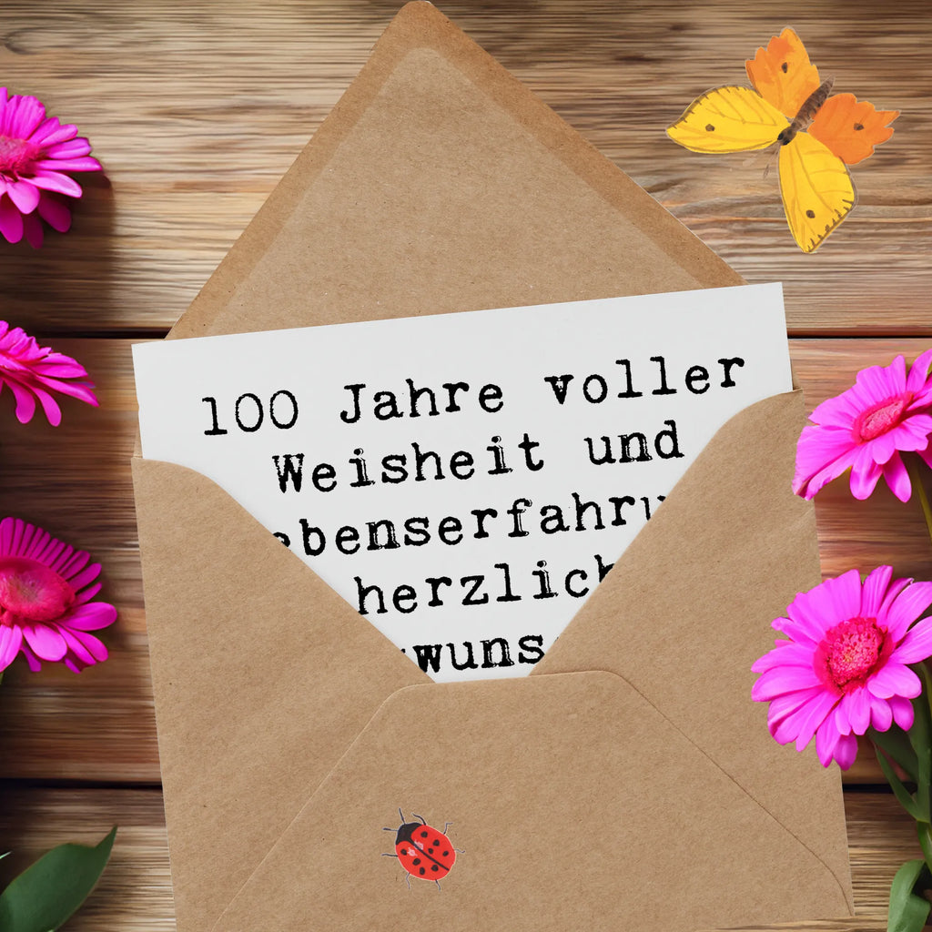 Deluxe Karte Spruch 100. Geburtstag Karte, Grußkarte, Klappkarte, Einladungskarte, Glückwunschkarte, Hochzeitskarte, Geburtstagskarte, Hochwertige Grußkarte, Hochwertige Klappkarte, Geburtstag, Geburtstagsgeschenk, Geschenk