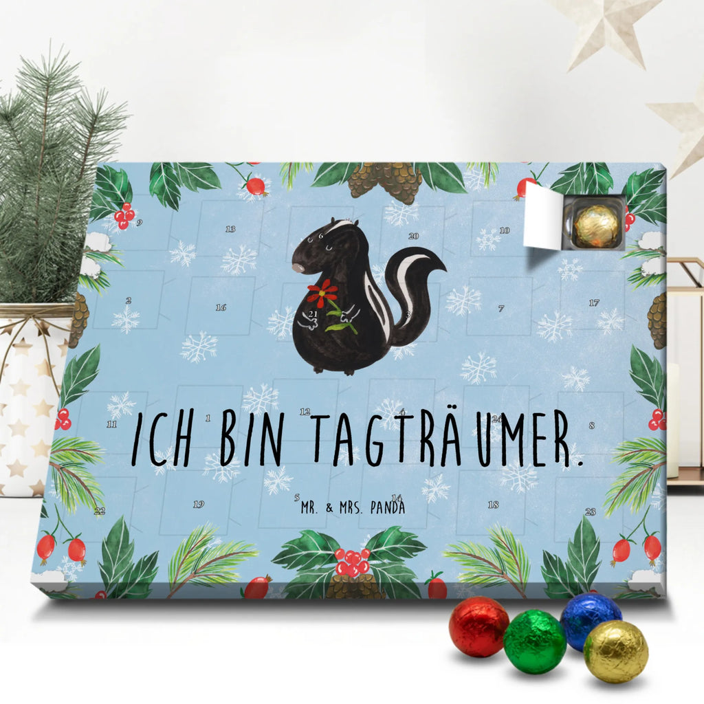 Schoko Adventskalender Stinktier Blume Adventskalender, Schokoladen Adventskalender, Schoko Adventskalender, Stinktier, Skunk, Wildtier, Raubtier, Stinker, Stinki, Tagträumer, verträumt, Dreams, Träume