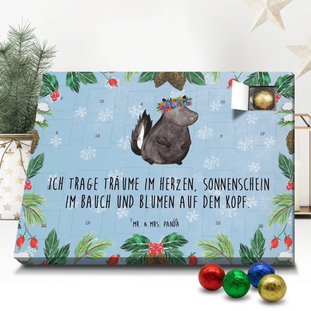 Schoko Adventskalender Stinktier Mädchen Adventskalender, Schokoladen Adventskalender, Schoko Adventskalender, Stinktier, Skunk, Wildtier, Raubtier, Stinker, Stinki, Yoga, Namaste, Lebe, Liebe, Lache