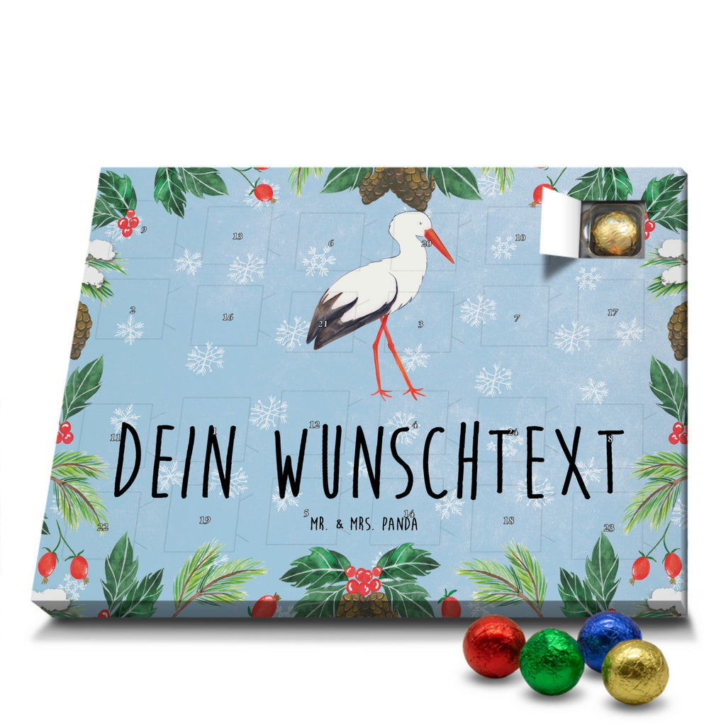 Personalisierter Schoko Adventskalender Storch Personalisierter Adventskalender, Adventskalender mit Namen, Tiermotive, Gute Laune, lustige Sprüche, Tiere, Storch, Störche, Schwangerschaft, Geburt, Mutter, Mütter, Mutter werden, Schwanger, Babybauch, Baby