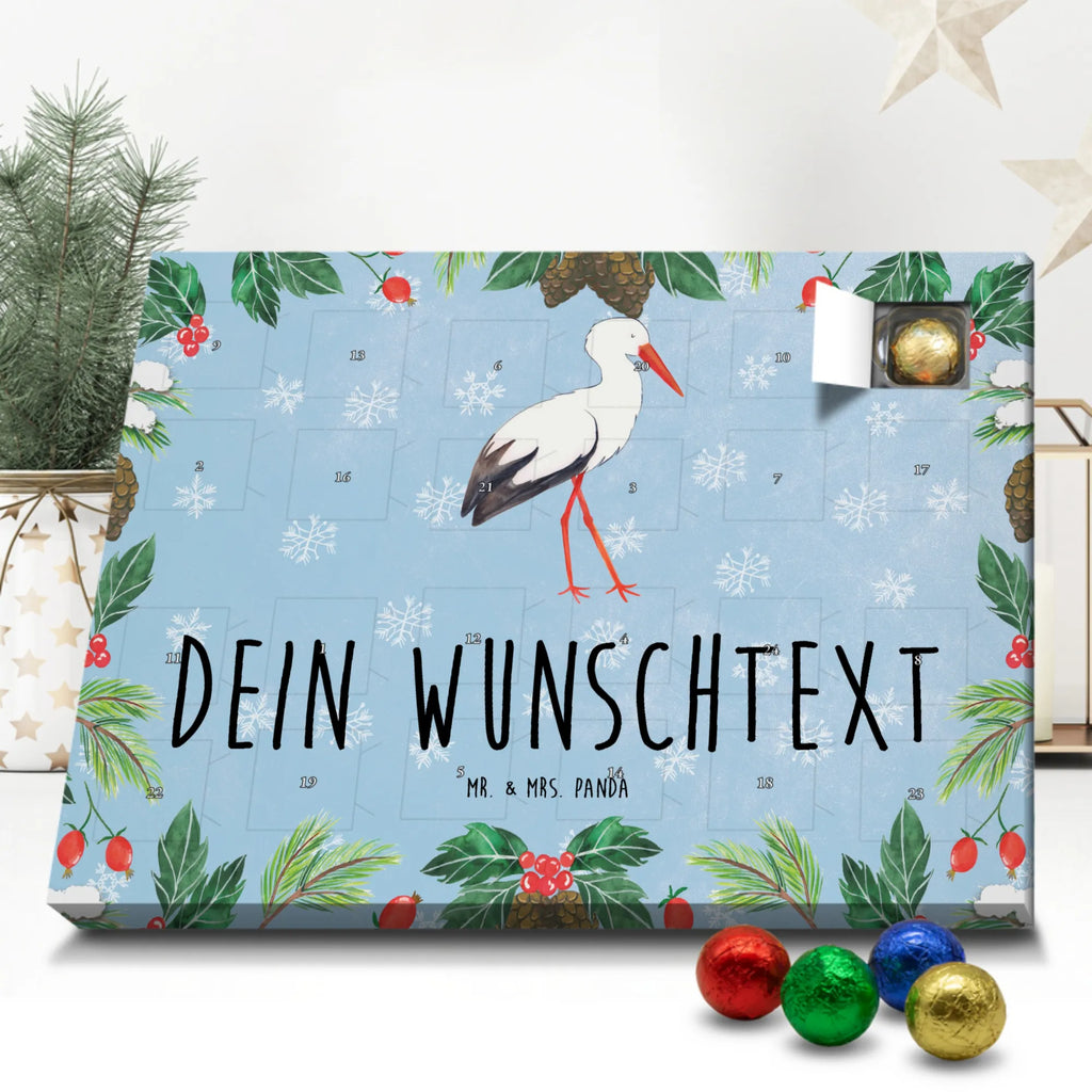 Personalisierter Schoko Adventskalender Storch Personalisierter Adventskalender, Adventskalender mit Namen, Tiermotive, Gute Laune, lustige Sprüche, Tiere, Storch, Störche, Schwangerschaft, Geburt, Mutter, Mütter, Mutter werden, Schwanger, Babybauch, Baby