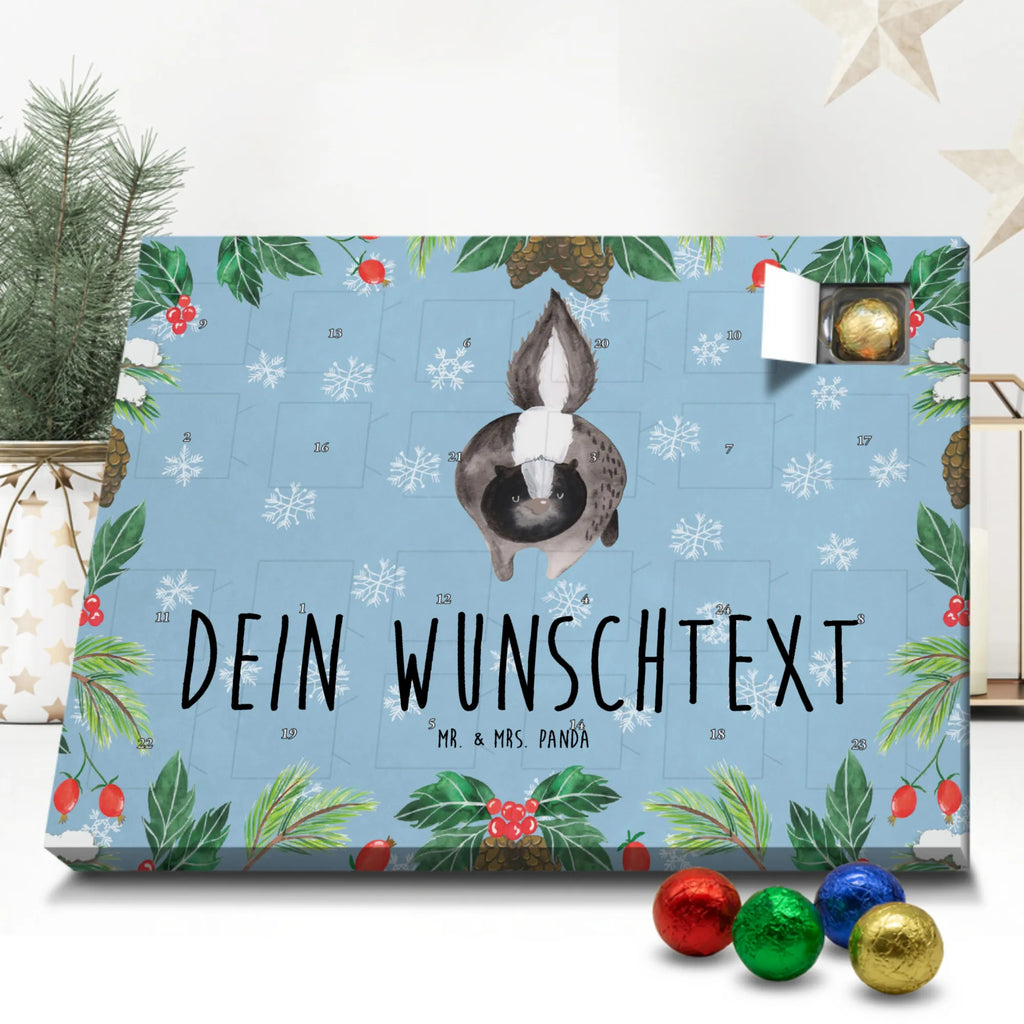 Personalisierter Schoko Adventskalender Stinktier Angriff Personalisierter Adventskalender, Adventskalender mit Namen, Stinktier, Skunk, Wildtier, Raubtier, Stinker, Stinki, wütend, Drohung