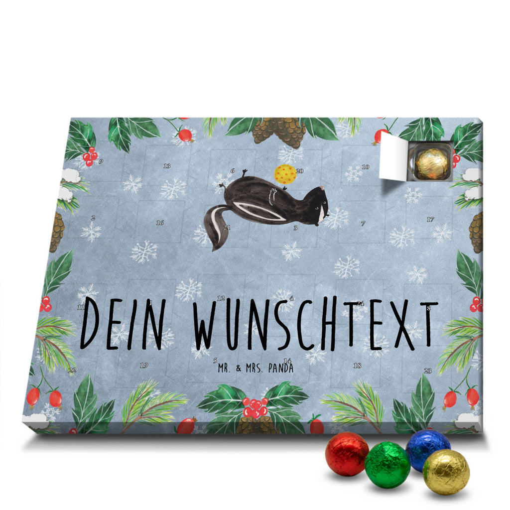 Personalisierter Schoko Adventskalender Stinktier Ball Personalisierter Adventskalender, Adventskalender mit Namen, Stinktier, Skunk, Wildtier, Raubtier, Stinker, Stinki, verspielt, Weisheit