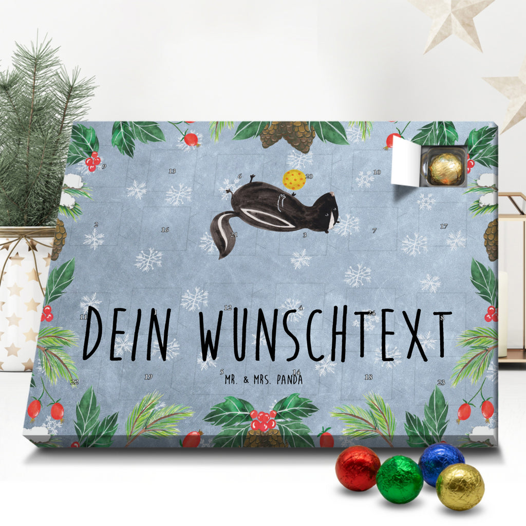 Personalisierter Schoko Adventskalender Stinktier Ball Personalisierter Adventskalender, Adventskalender mit Namen, Stinktier, Skunk, Wildtier, Raubtier, Stinker, Stinki, verspielt, Weisheit