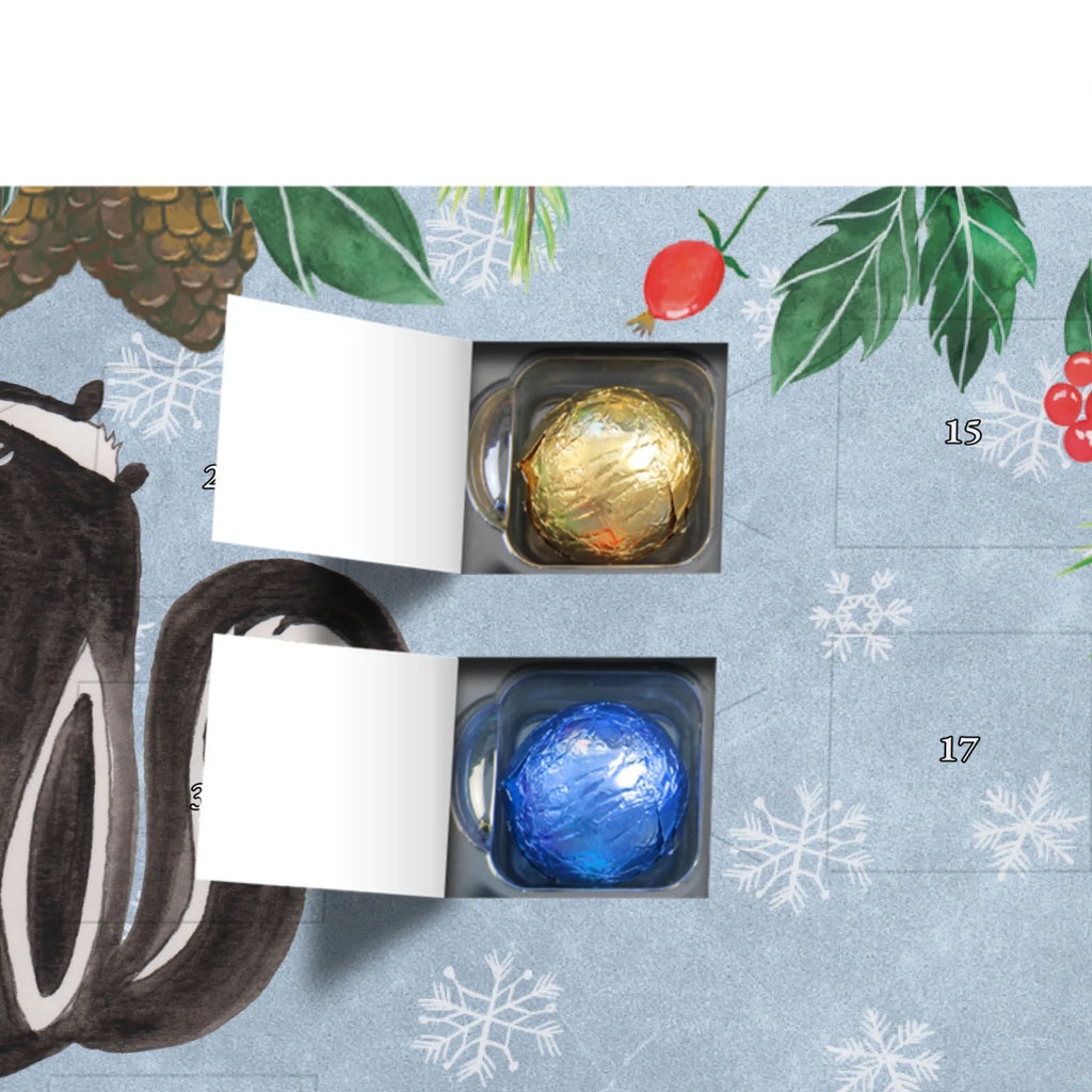 Personalisierter Schoko Adventskalender Stinktier Sitzen Personalisierter Adventskalender, Adventskalender mit Namen, Stinktier, Skunk, Wildtier, Raubtier, Stinker, Stinki, Spruch, Büro, Recht, Besserwisser