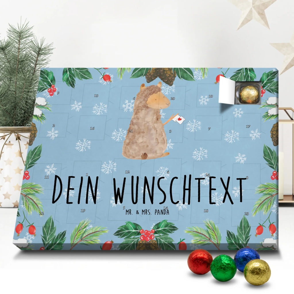 Personalisierter Schoko Adventskalender Alpaka Fahne Personalisierter Adventskalender, Adventskalender mit Namen, Alpaka, Lama, Alpakas, Lamas, Liebe