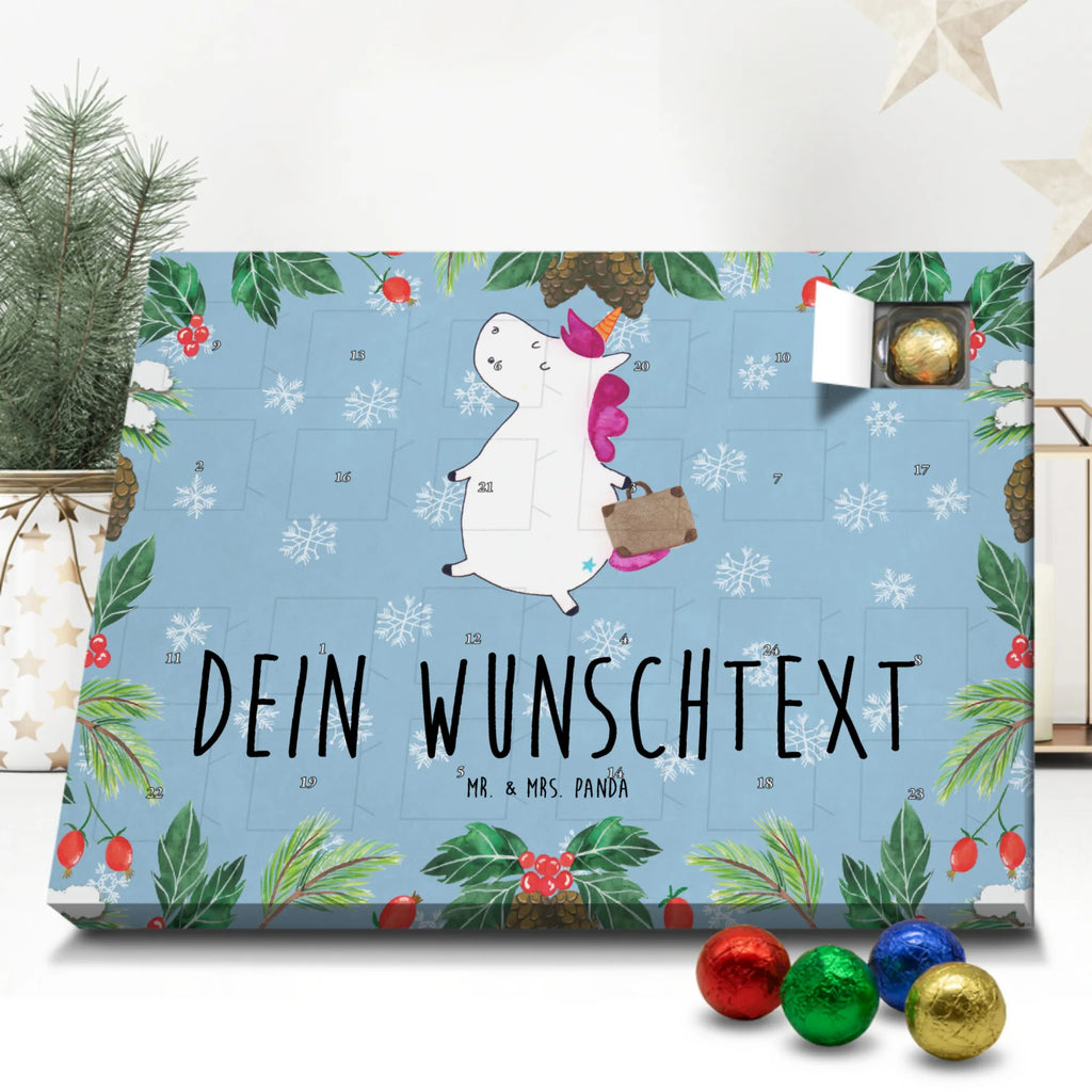 Personalisierter Schoko Adventskalender Einhorn Koffer Personalisierter Adventskalender, Adventskalender mit Namen, Einhorn, Einhörner, Einhorn Deko, Pegasus, Unicorn, unicorn, Koffer, Verreisen, Reise, Gepäck, Abenteuer, Erwachsen, Kind, albern, Spaß, lustig, witzig