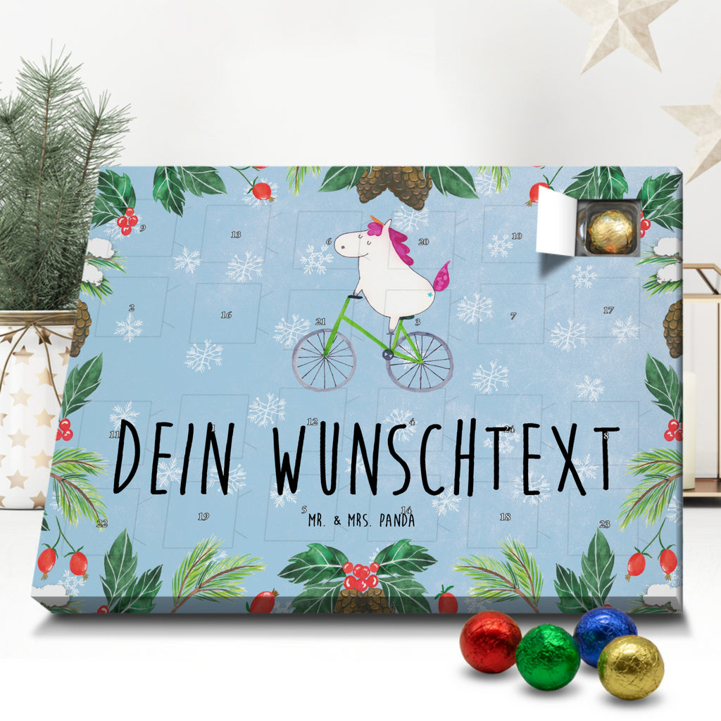 Personalisierter Schoko Adventskalender Einhorn Radfahrer Personalisierter Adventskalender, Adventskalender mit Namen, Einhorn, Einhörner, Einhorn Deko, Pegasus, Unicorn, Radfahren, Radfahrer, Rad, Bike, Feenstaub, Konfetti, Luxusproblem, Kummer, Liebeskummer