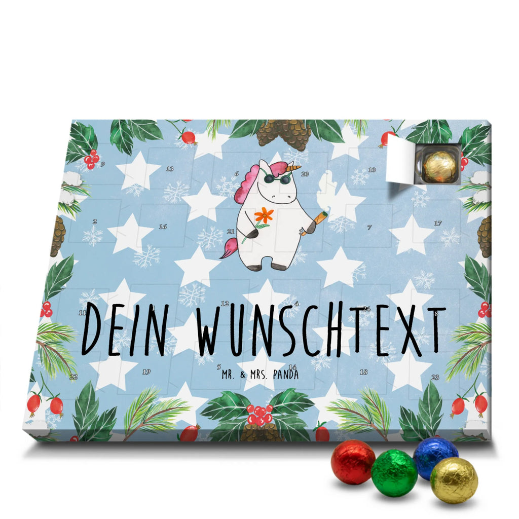 Personalisierter Schoko Adventskalender Einhorn Woodstock Personalisierter Adventskalender, Adventskalender mit Namen, Einhorn, Einhörner, Einhorn Deko, Pegasus, Unicorn, Kiffen, Joint, Zigarette, Alkohol, Party, Spaß. lustig, witzig, Woodstock