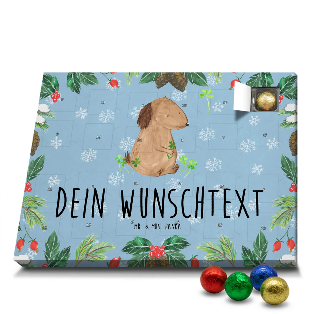 Personalisierter Schoko Adventskalender Hund Kleeblatt Personalisierter Adventskalender, Adventskalender mit Namen, Hund, Hundemotiv, Haustier, Hunderasse, Tierliebhaber, Hundebesitzer, Sprüche, Kleeblatt, Glück, Tagträume, Motivation, Neuanfang, Geschenk, Glücksbringer, Selbstliebe, Achtsamkeit