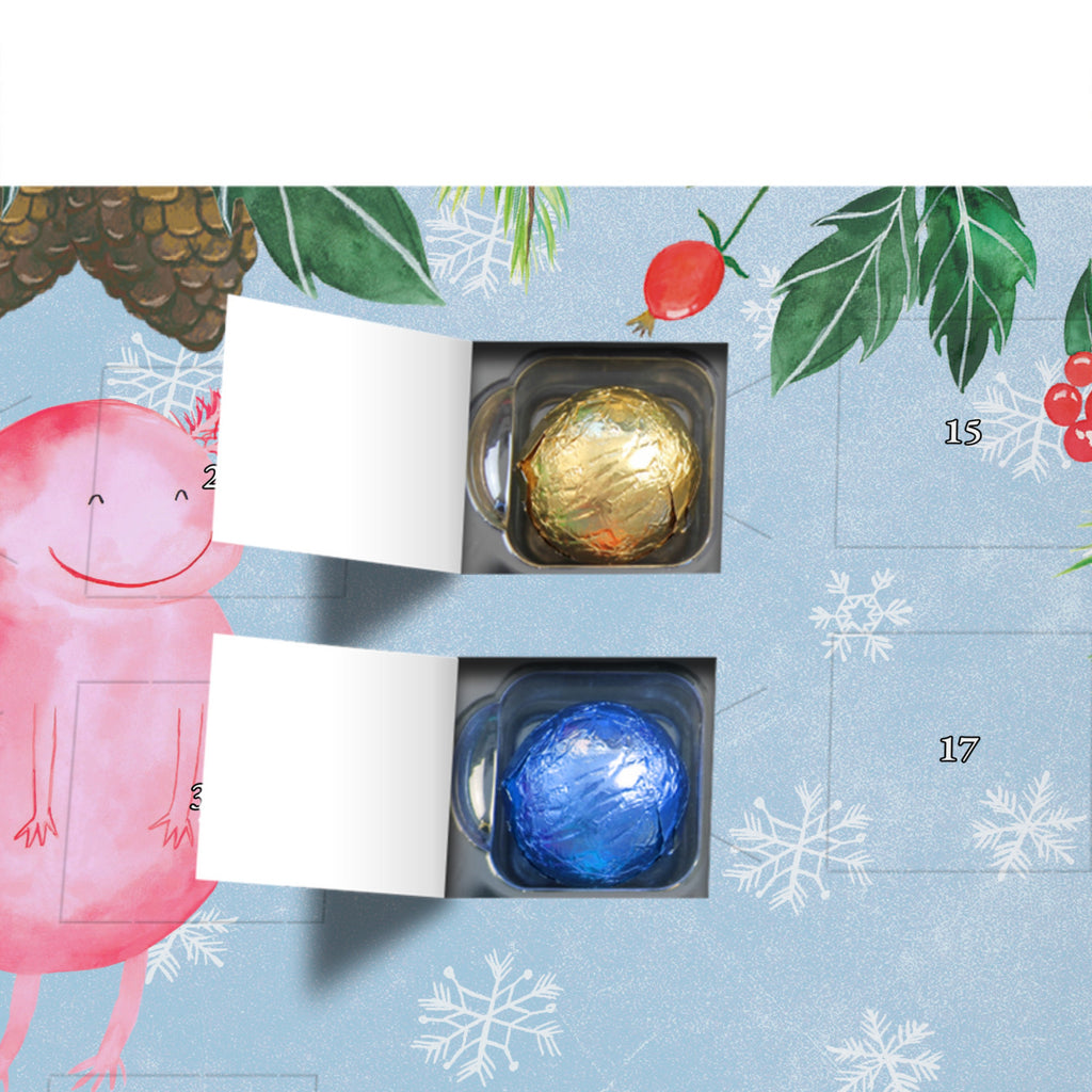 Personalisierter Schoko Adventskalender Axolotl Glücklich Personalisierter Adventskalender, Adventskalender mit Namen, Axolotl, Molch, Axolot, Schwanzlurch, Lurch, Lurche, Motivation, gute Laune