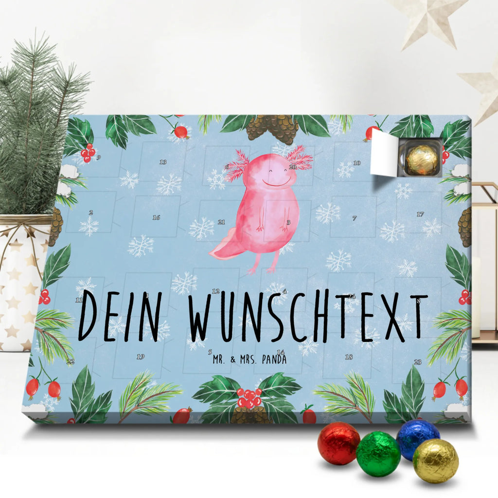 Personalisierter Schoko Adventskalender Axolotl Glücklich Personalisierter Adventskalender, Adventskalender mit Namen, Axolotl, Molch, Axolot, Schwanzlurch, Lurch, Lurche, Motivation, gute Laune