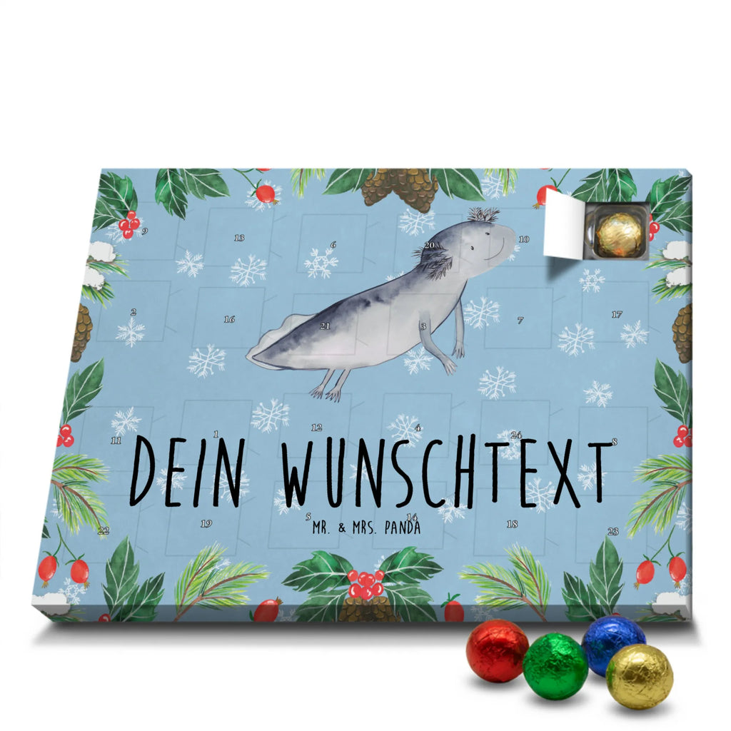 Personalisierter Schoko Adventskalender Axolotl Schwimmen Personalisierter Adventskalender, Adventskalender mit Namen, Axolotl, Molch, Axolot, Schwanzlurch, Lurch, Lurche, Problem, Probleme, Lösungen, Motivation