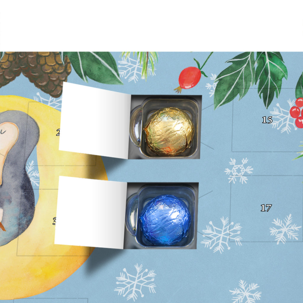 Personalisierter Schoko Adventskalender Pinguin Mond Personalisierter Adventskalender, Adventskalender mit Namen, Pinguin, Pinguine, Spruch, schlafen, Nachtruhe, Einschlafen, Schlafzimmer, Schlafstörungen, Gästezimmer