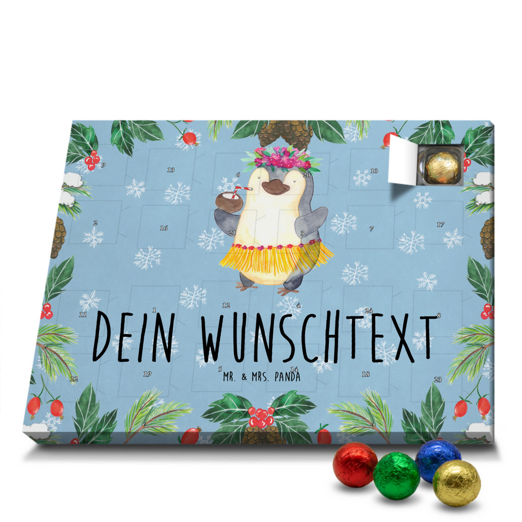 Personalisierter Schoko Adventskalender Pinguin Kokosnuss Personalisierter Adventskalender, Adventskalender mit Namen, Pinguin, Aloha, Hawaii, Urlaub, Kokosnuss, Pinguine