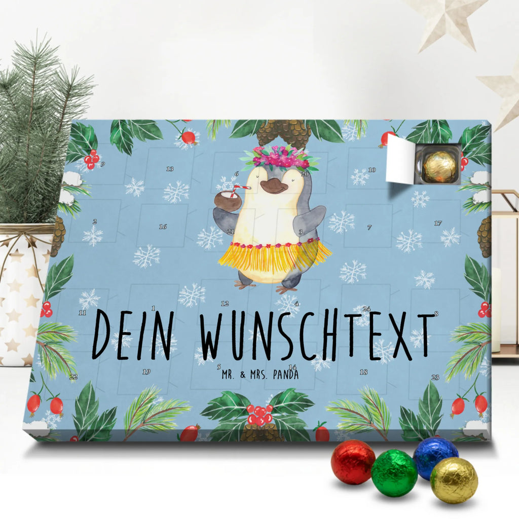 Personalisierter Schoko Adventskalender Pinguin Kokosnuss Personalisierter Adventskalender, Adventskalender mit Namen, Pinguin, Aloha, Hawaii, Urlaub, Kokosnuss, Pinguine