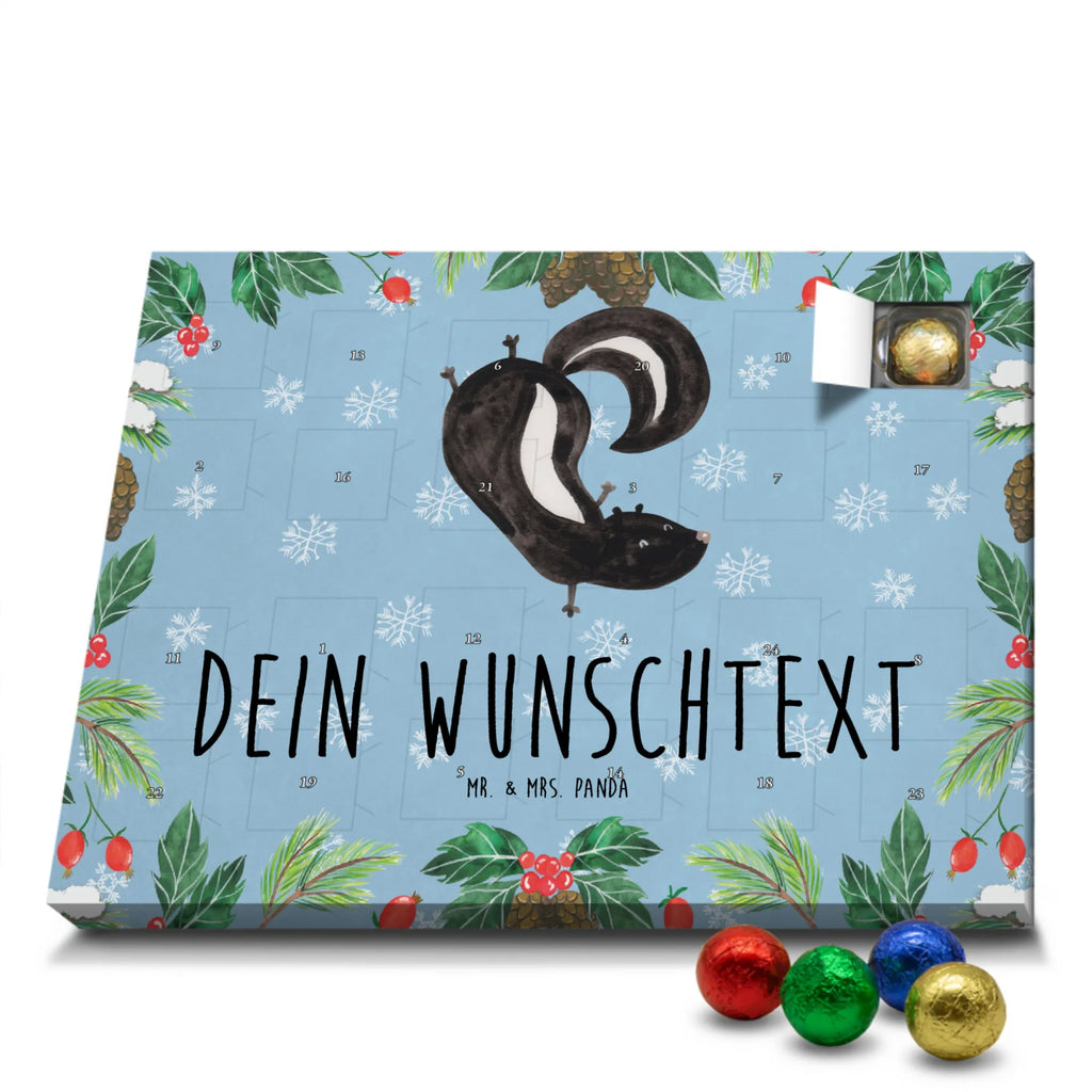 Personalisierter Schoko Adventskalender Stinktier Handstand Personalisierter Adventskalender, Adventskalender mit Namen, Stinktier, Skunk, Wildtier, Raubtier, Stinker, Stinki, Spielplatz, verpielt, Kind