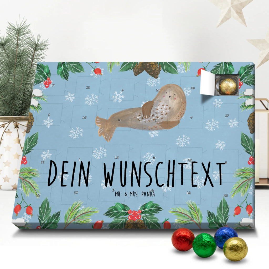 Personalisierter Schoko Adventskalender Robbe Lachen Personalisierter Adventskalender, Adventskalender mit Namen, Tiermotive, Gute Laune, lustige Sprüche, Tiere, Robbe, Robben, Seehund, Strand, Meerestier, Ostsee, Nordsee