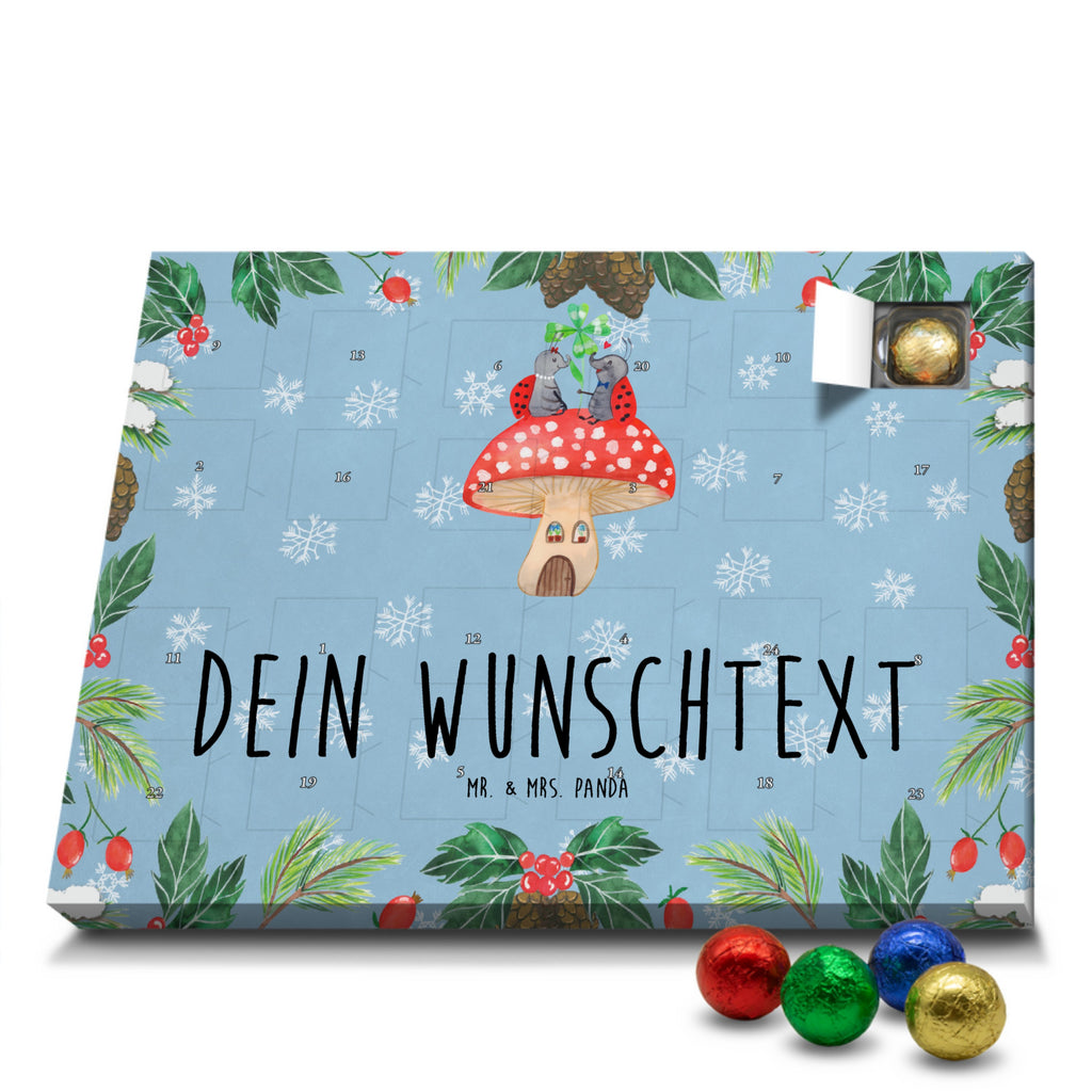 Personalisierter Schoko Adventskalender Marienkäfer Fliegenpilz Personalisierter Adventskalender, Adventskalender mit Namen, Tiermotive, Gute Laune, lustige Sprüche, Tiere, Haus, Wohnung, zuhause, Fliegenpilz, Marienkäfer, Fleigenpilzhaus