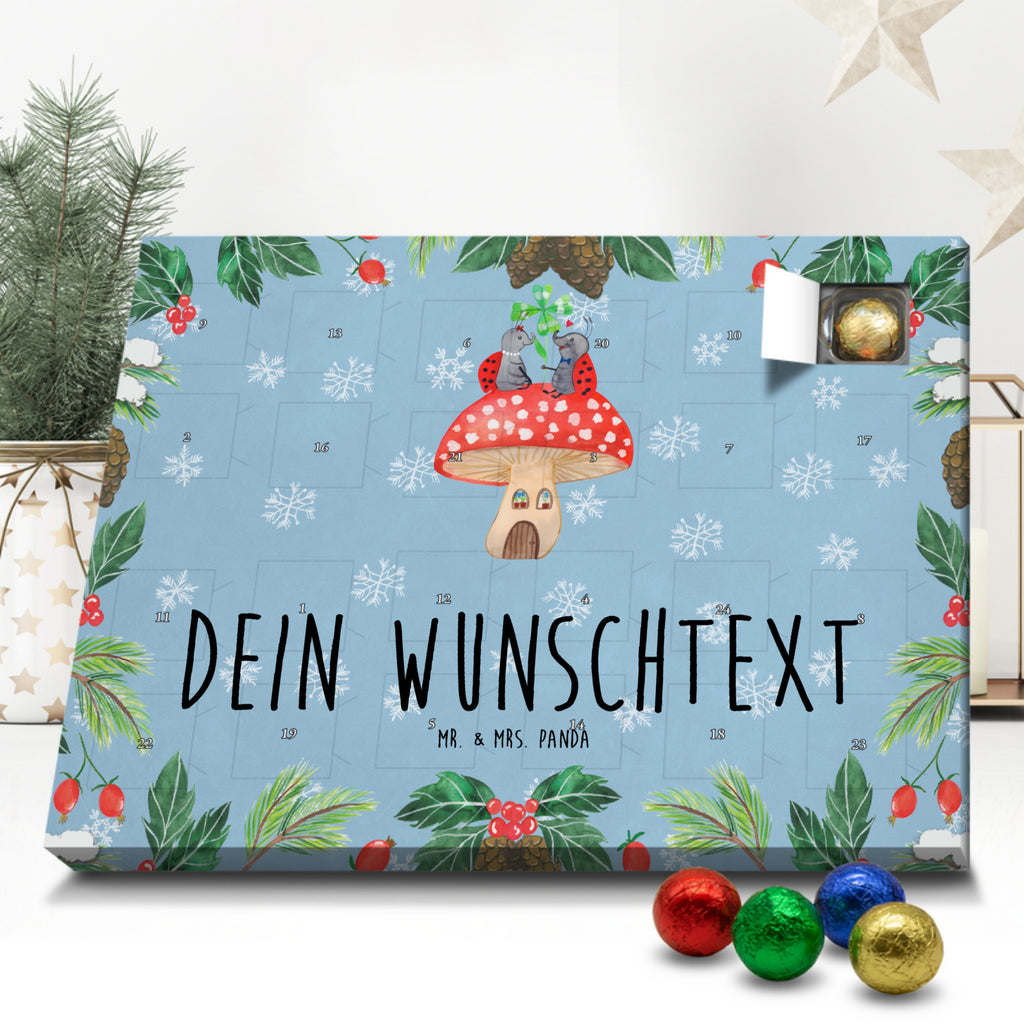 Personalisierter Schoko Adventskalender Marienkäfer Fliegenpilz Personalisierter Adventskalender, Adventskalender mit Namen, Tiermotive, Gute Laune, lustige Sprüche, Tiere, Haus, Wohnung, zuhause, Fliegenpilz, Marienkäfer, Fleigenpilzhaus