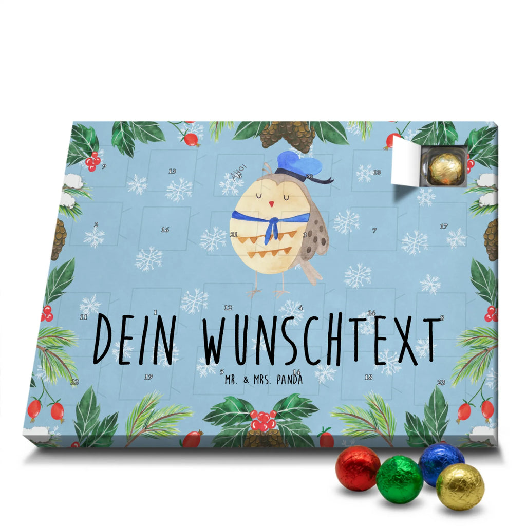 Personalisierter Schoko Adventskalender Eule Matrose Personalisierter Adventskalender, Adventskalender mit Namen, Eule, Eule Spruch, Eule Deko, Owl, Wortspiel lustig, Matrose, Freundin, Ehe, Seefahrer, Heimathafen, Hochzeitstag Geschenk