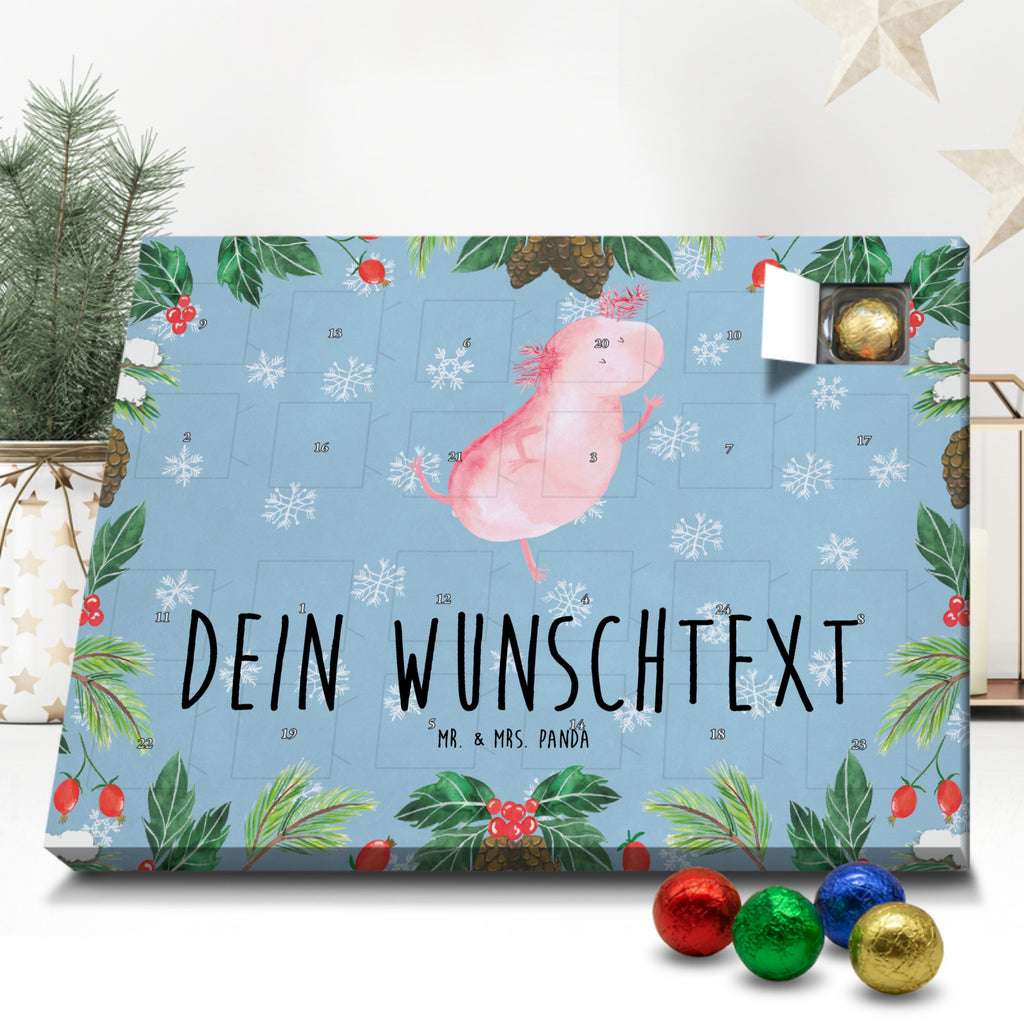 Personalisierter Schoko Adventskalender Axolotl Tanzen Personalisierter Adventskalender, Adventskalender mit Namen, Axolotl, Molch, Axolot, Schwanzlurch, Lurch, Lurche, Dachschaden, Sterne, verrückt, Freundin, beste Freundin