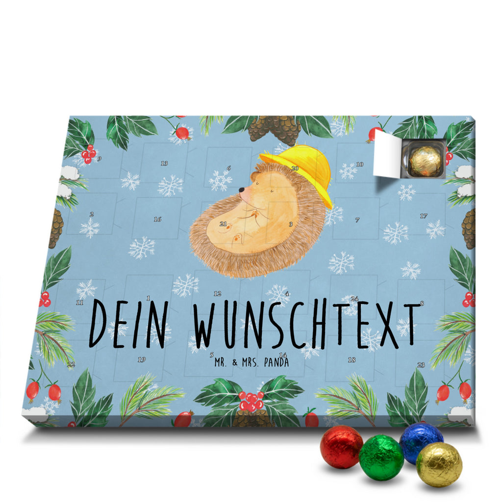 Personalisierter Schoko Adventskalender Igel Beten Personalisierter Adventskalender, Adventskalender mit Namen, Tiermotive, Gute Laune, lustige Sprüche, Tiere, Igel, Igel mit Hut, Sonnenhut, Gott, Amen, beten, Leben, Dankbarkeit, Dankbar sein, dankbar, genießen