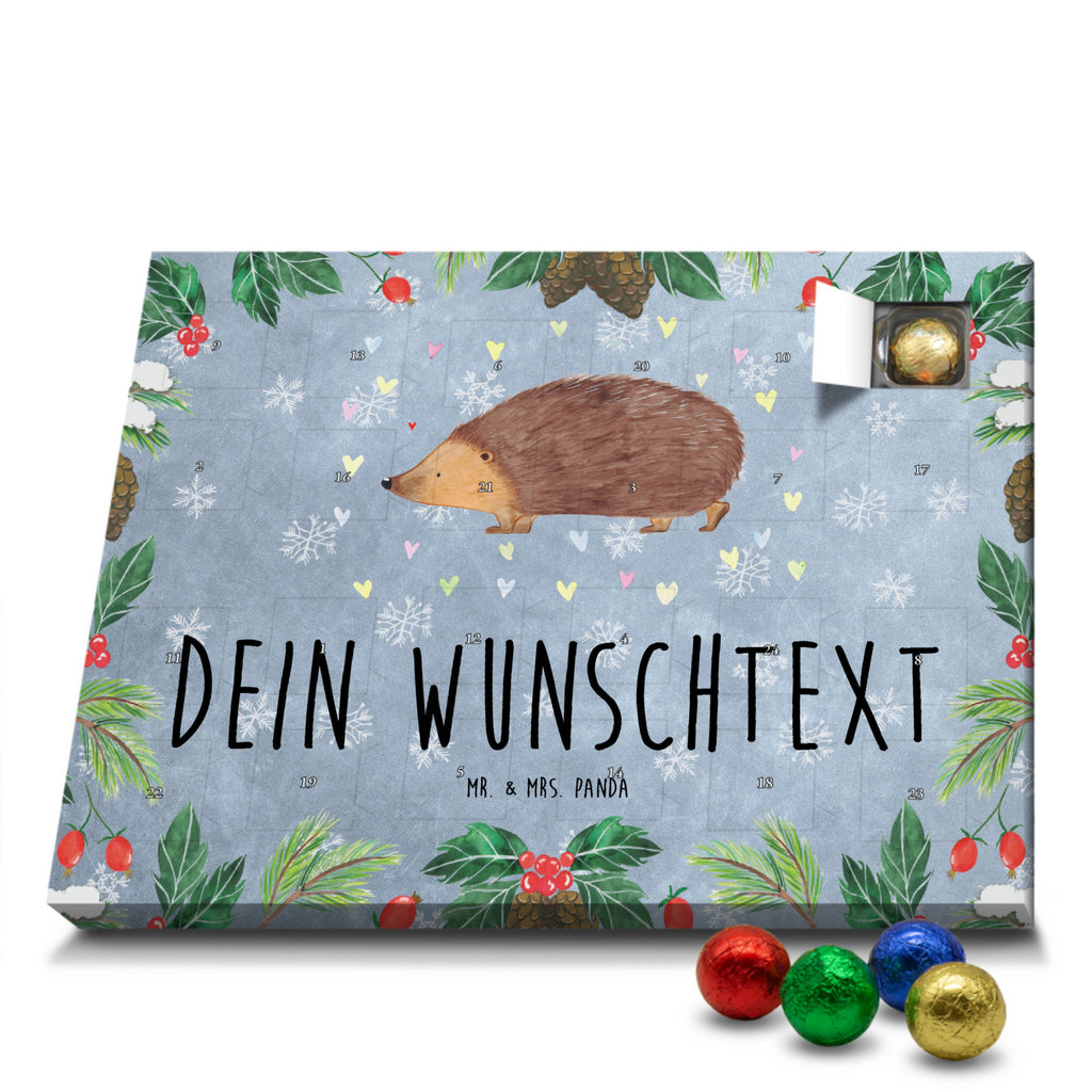 Personalisierter Schoko Adventskalender Igel Herzen Personalisierter Adventskalender, Adventskalender mit Namen, Tiermotive, Gute Laune, lustige Sprüche, Tiere, Liebe, Herz, Herzen, Igel, Vertrauen, Kuss, Leben