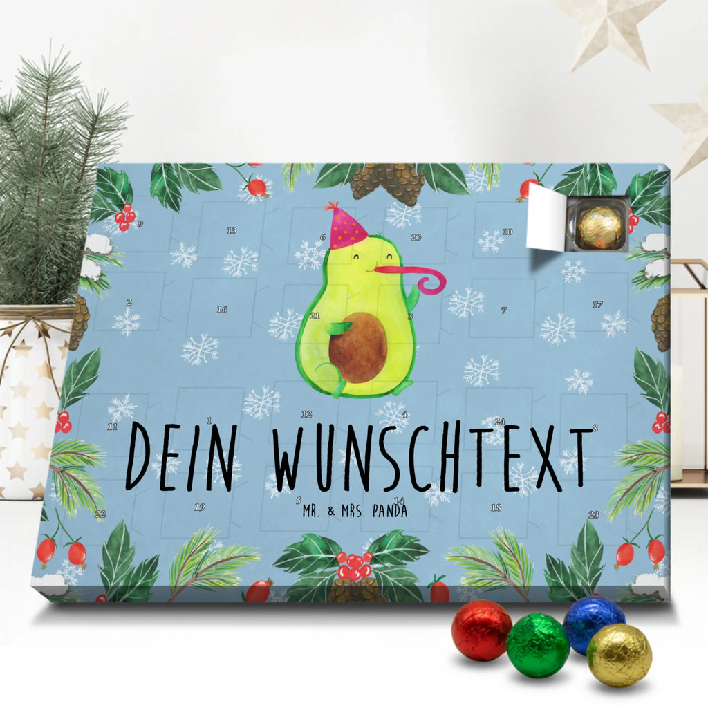 Personalisierter Schoko Adventskalender Avocado Feier Personalisierter Adventskalender, Adventskalender mit Namen, Avocado, Veggie, Vegan, Gesund, Party, Feierlichkeit, Feier, Fete, Geburtstag, Gute Laune, Tröte