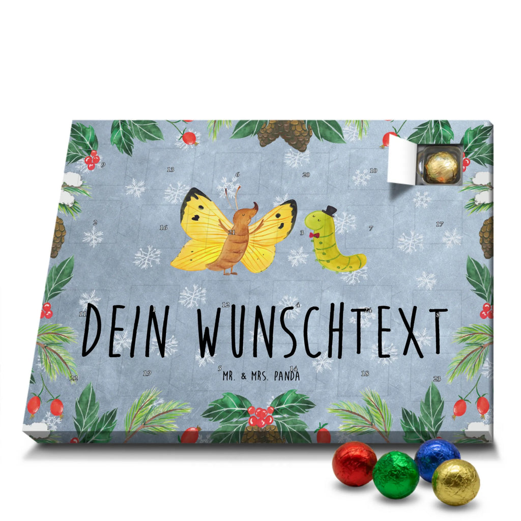 Personalisierter Schoko Adventskalender Raupe Schmetterling Personalisierter Adventskalender, Adventskalender mit Namen, Tiermotive, Gute Laune, lustige Sprüche, Tiere, Raupe, Schmetterling, Zitronenfalter, Entwicklung, Erwachsen werden, Kokon, Hut, Hütchen, Schönheit, Aufwachsen