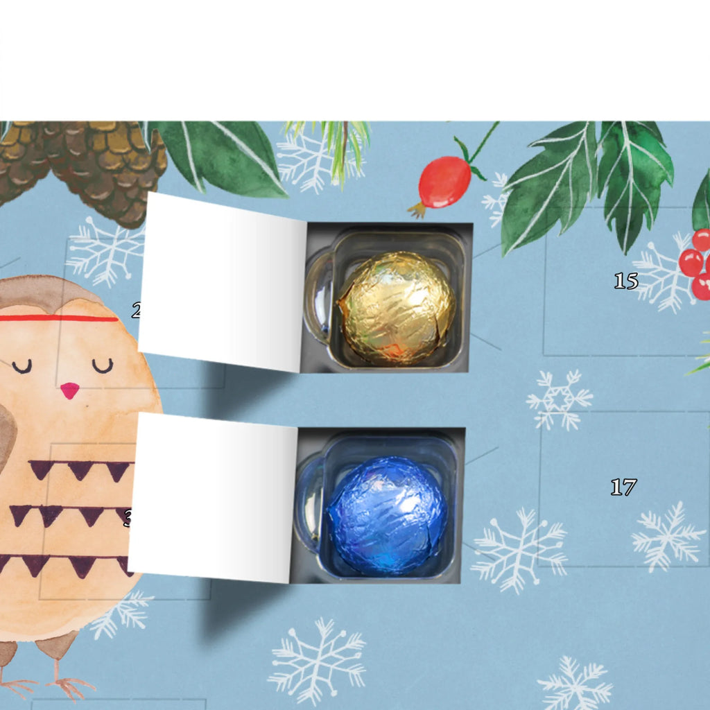 Personalisierter Schoko Adventskalender Eule Federschmuck Personalisierter Adventskalender, Adventskalender mit Namen, Eule, Eule Deko, Owl, Das Leben ist ein Abenteuer, Reisespruch, Federschmuck, Dekoration