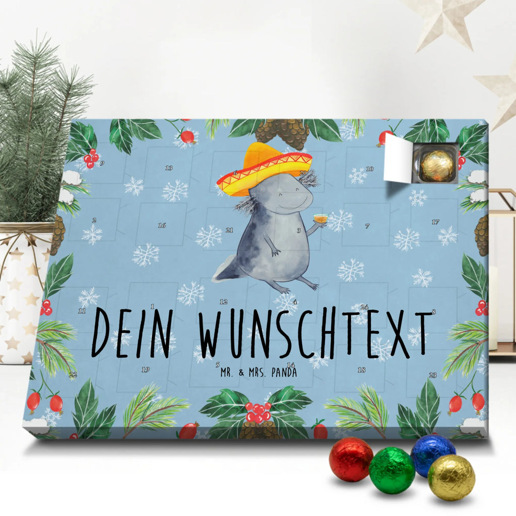 Personalisierter Schoko Adventskalender Axolotl Tequila Personalisierter Adventskalender, Adventskalender mit Namen, Axolotl, Molch, Mexico, Mexiko, Sombrero, Zitrone, Tequila, Motivation, Spruch, Schwanzlurch, Lurch, Lurche, Axolot, Feuerdrache, Feuersalamander