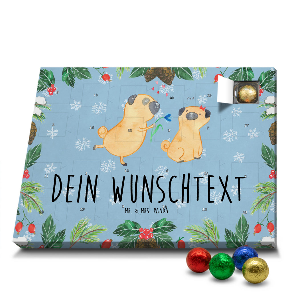 Personalisierter Schoko Adventskalender Mops Verliebt Personalisierter Adventskalender, Adventskalender mit Namen, Hund, Hundemotiv, Haustier, Hunderasse, Tierliebhaber, Hundebesitzer, Sprüche, Mops, Möpse, Hundeliebe, verliebt, Liebe, Liebesspruch. Verlobt, Geschenk Freund, Partner