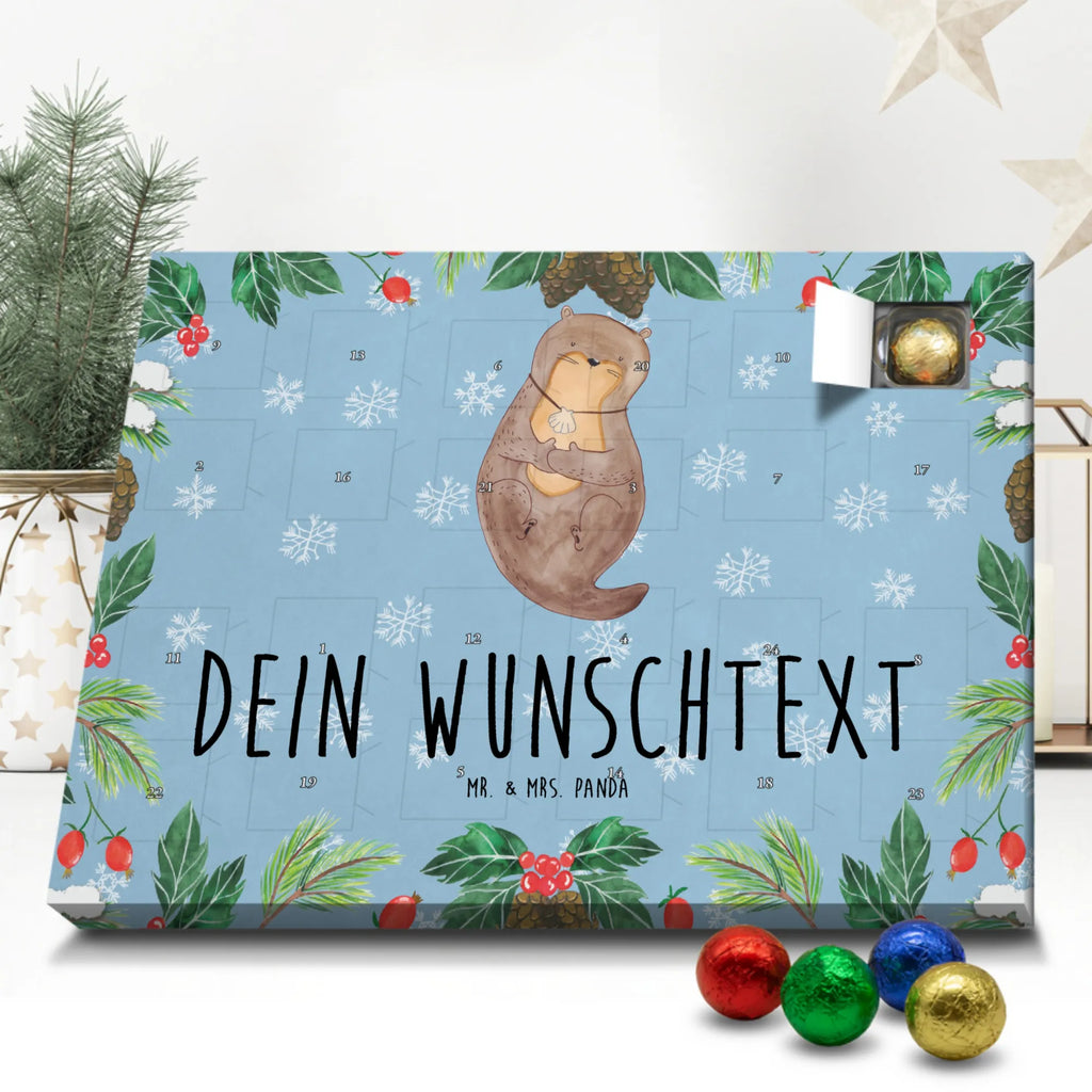 Personalisierter Schoko Adventskalender Otter Muschel Personalisierter Adventskalender, Adventskalender mit Namen, Otter, Fischotter, Seeotter, Otterliebe, grübeln, träumen, Motivation, Tagträumen, Büro