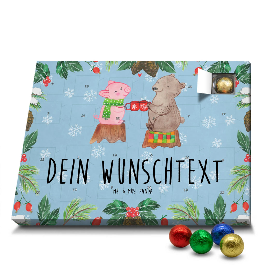 Personalisierter Schoko Adventskalender Glühschwein Sause Personalisierter Adventskalender, Adventskalender mit Namen, Winter, Weihnachten, Weihnachtsdeko, Nikolaus, Advent, Heiligabend, Wintermotiv, Prost, Alles Gute, Weihnachtszeit, Schwein, Bär