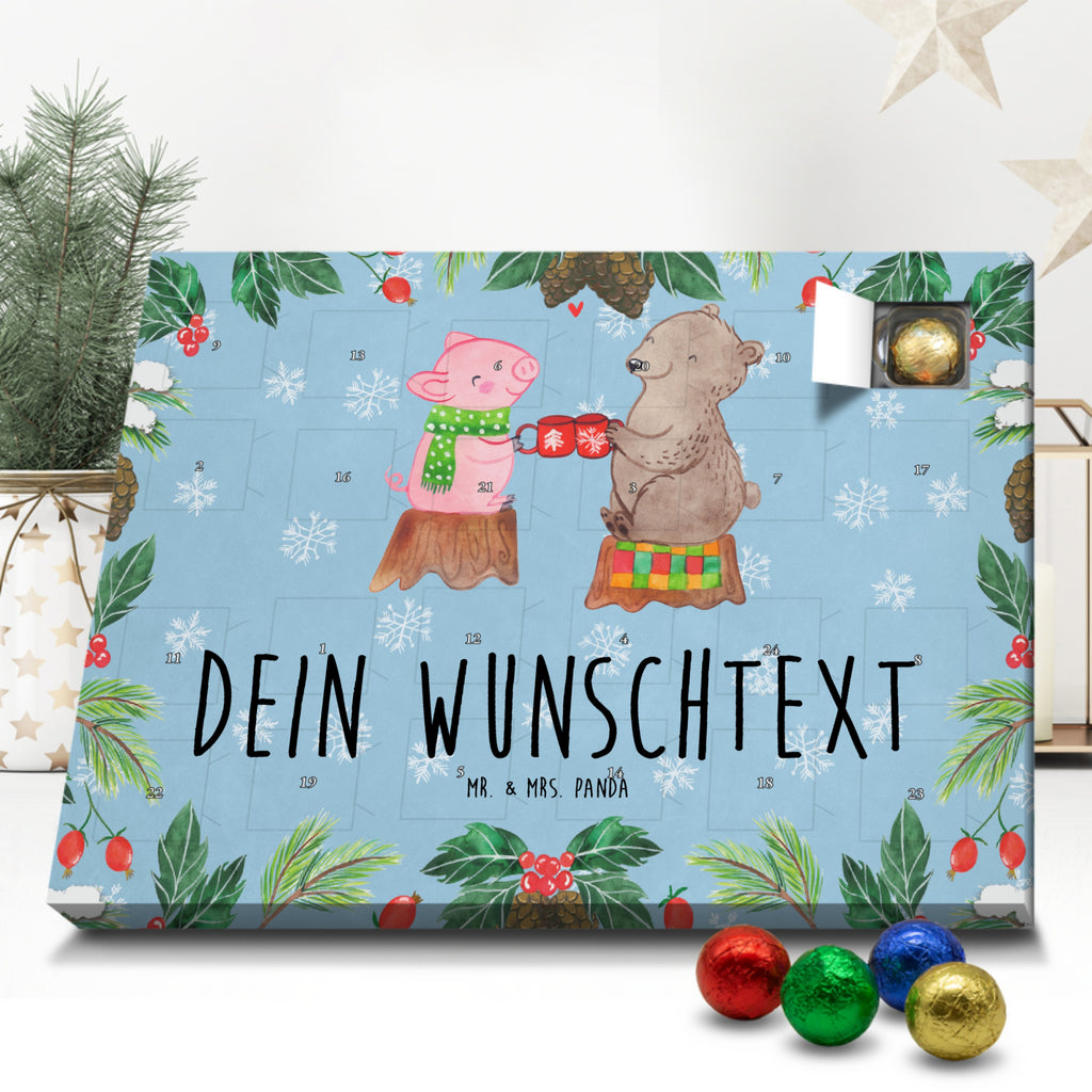 Personalisierter Schoko Adventskalender Glühschwein Sause Personalisierter Adventskalender, Adventskalender mit Namen, Winter, Weihnachten, Weihnachtsdeko, Nikolaus, Advent, Heiligabend, Wintermotiv, Prost, Alles Gute, Weihnachtszeit, Schwein, Bär