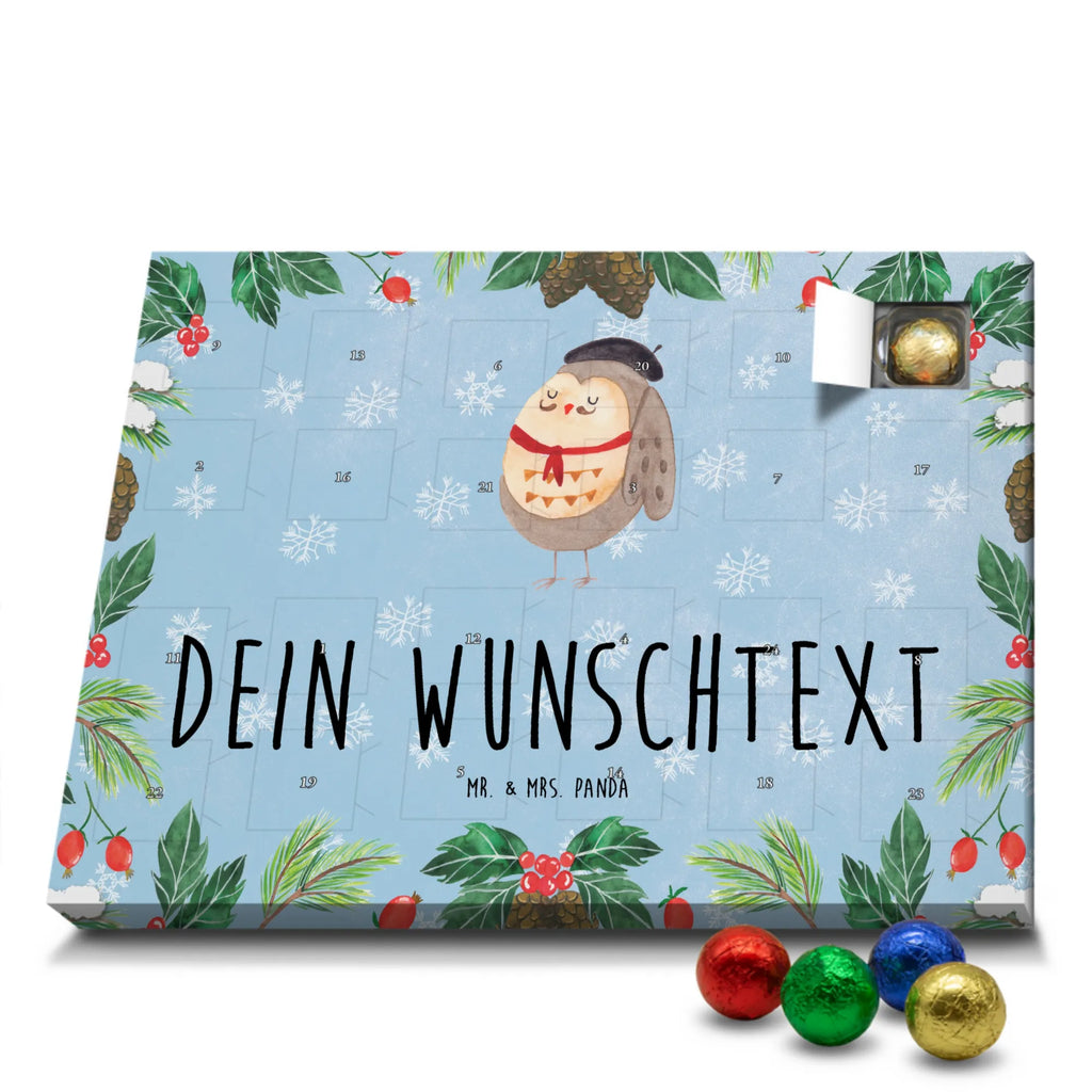 Personalisierter Schoko Adventskalender Eule Frankreich Personalisierter Adventskalender, Adventskalender mit Namen, Eule, Eulen, Eule Deko, Owl, hibou, La vie est belle, das Leben ist schön, Spruch schön, Spruch Französisch, Frankreich