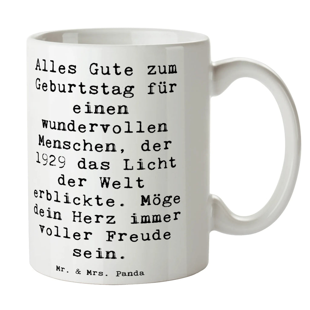 Tasse Spruch Alles Gute zum Geburtstag für einen wundervollen Menschen, der 1929 das Licht der Welt erblickte. Möge dein Herz immer voller Freude sein. Tasse, Kaffeetasse, Teetasse, Becher, Kaffeebecher, Teebecher, Keramiktasse, Porzellantasse, Büro Tasse, Geschenk Tasse, Tasse Sprüche, Tasse Motive, Kaffeetassen, Tasse bedrucken, Designer Tasse, Cappuccino Tassen, Schöne Teetassen, Geburtstag, Geburtstagsgeschenk, Geschenk