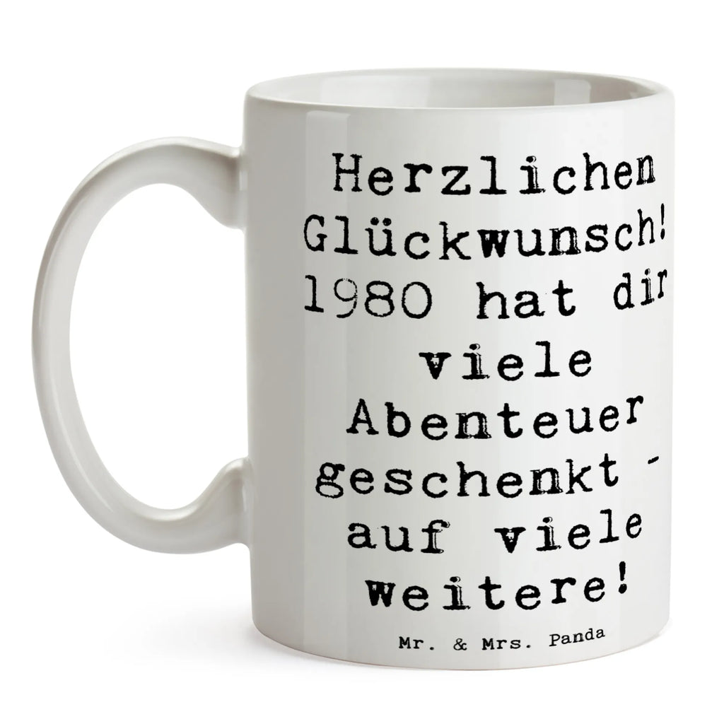 Tasse Spruch 1980 Geburtstag Abenteuer Tasse, Kaffeetasse, Teetasse, Becher, Kaffeebecher, Teebecher, Keramiktasse, Porzellantasse, Büro Tasse, Geschenk Tasse, Tasse Sprüche, Tasse Motive, Kaffeetassen, Tasse bedrucken, Designer Tasse, Cappuccino Tassen, Schöne Teetassen, Geburtstag, Geburtstagsgeschenk, Geschenk