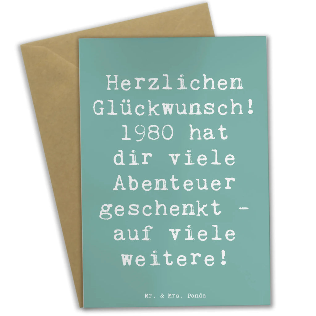 Grußkarte Spruch 1980 Geburtstag Abenteuer Grußkarte, Klappkarte, Einladungskarte, Glückwunschkarte, Hochzeitskarte, Geburtstagskarte, Karte, Ansichtskarten, Geburtstag, Geburtstagsgeschenk, Geschenk