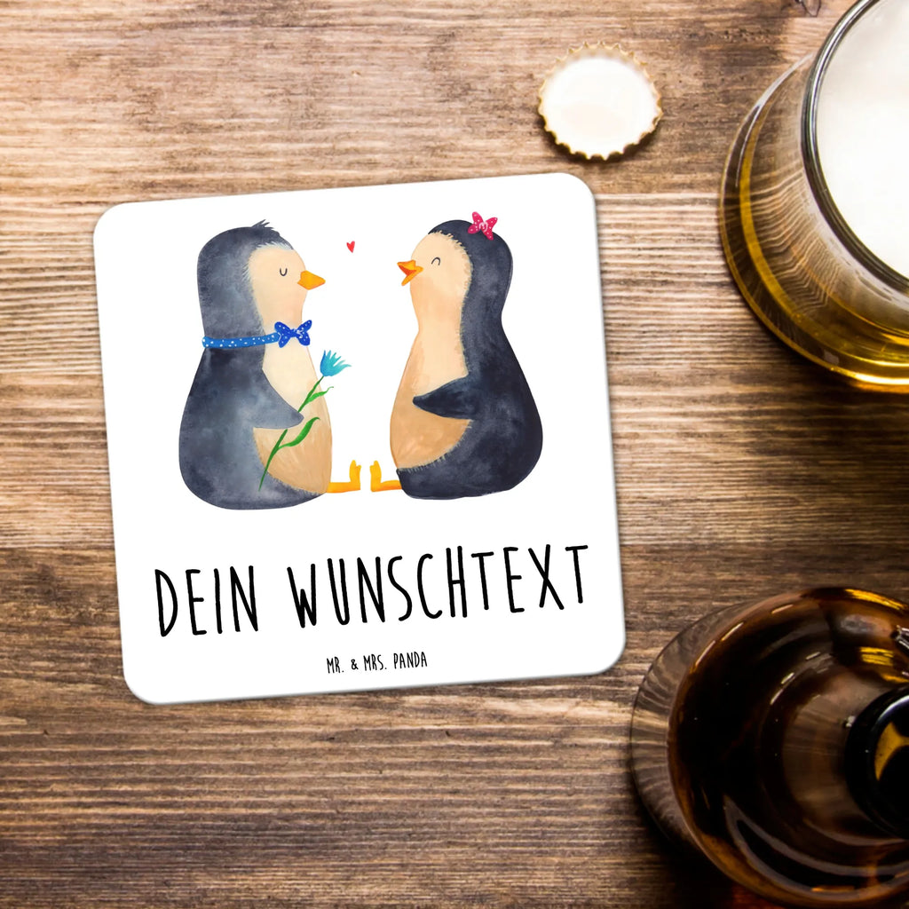 Personalisiertes Untersetzer Set Pinguin Pärchen Personalisierte Untersetzer, Pinguin, Pinguine, Liebe, Liebespaar, Liebesbeweis, Liebesgeschenk, Verlobung, Jahrestag, Hochzeitstag, Hochzeit, Hochzeitsgeschenk, große Liebe, Traumpaar