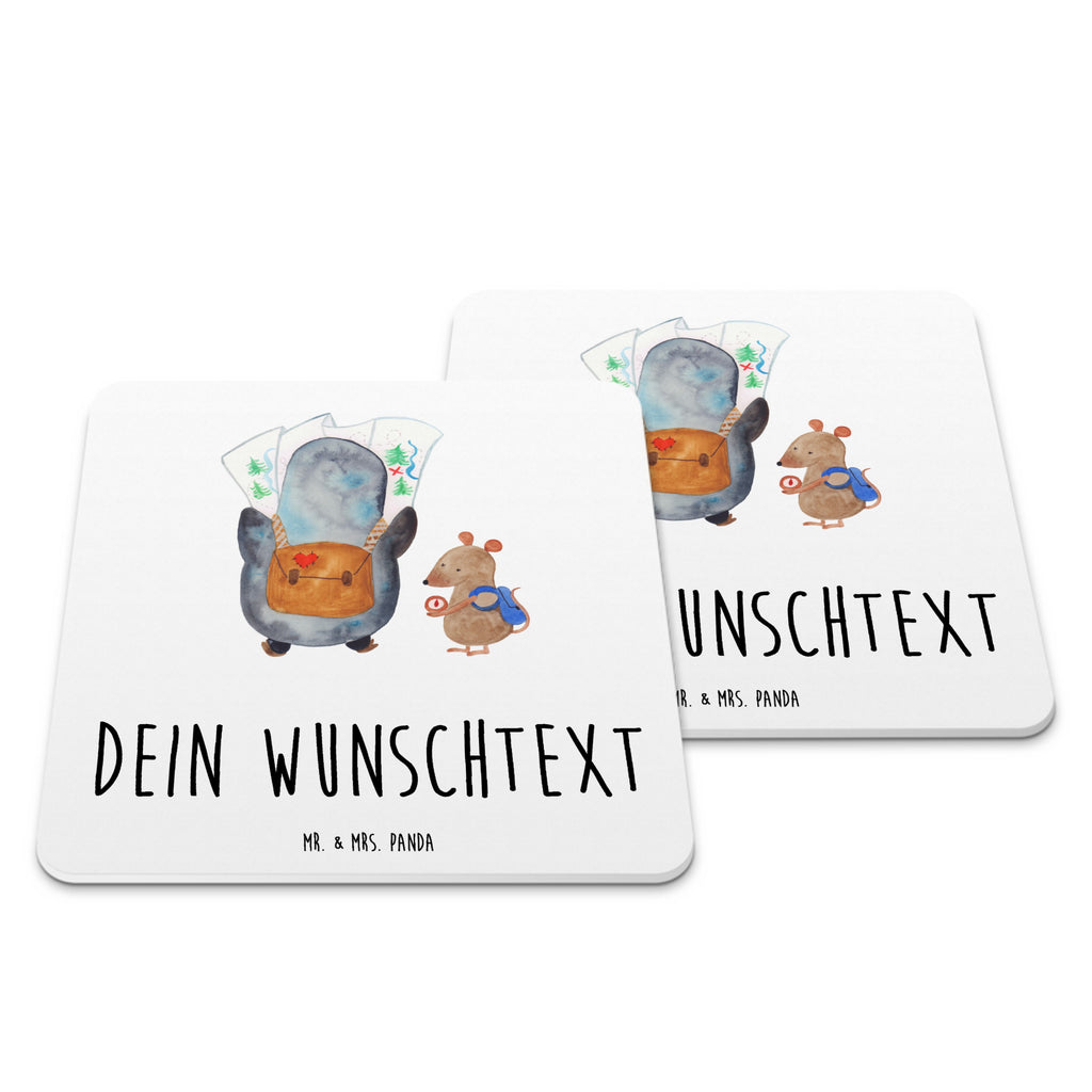 Personalisiertes Untersetzer Set Pinguin & Maus Wanderer Personalisierte Untersetzer, Pinguin, Pinguine, Abenteurer, Abenteuer, Roadtrip, Ausflug, Wanderlust, wandern